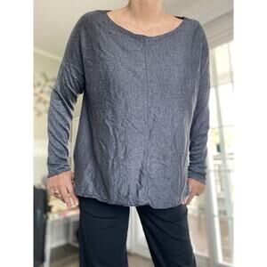 EILEEN FISHER Organic Natural Tencel Cotton Blend High-Low Top L